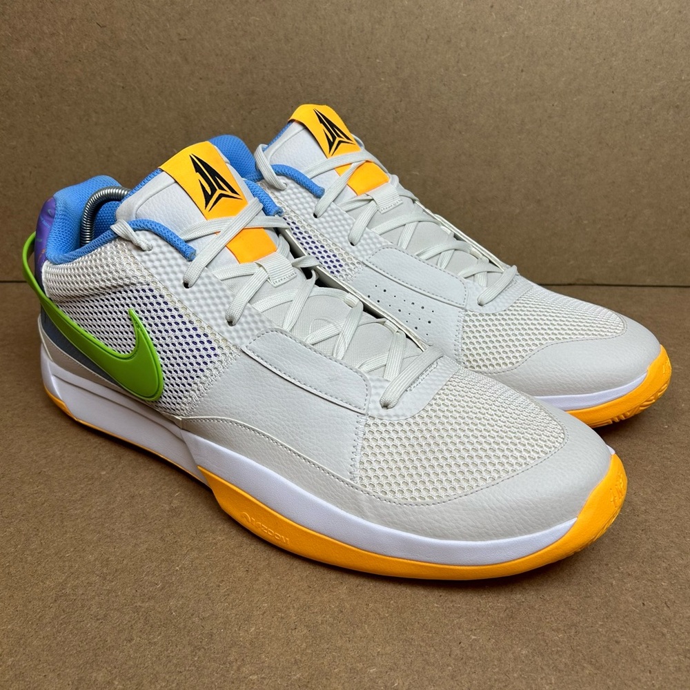 New Nike Ja Morant Basketball Shoes DR8785-001 White Green Purple Mens Sz 18